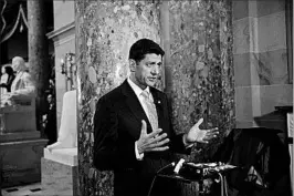  ?? J. SCOTT APPLEWHITE/AP ?? Speaker Paul Ryan, R-Wis., speaks in support of the GOP health care bill Wednesday.