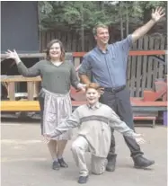  ??  ?? From left, Steve Meller, and daughter Maggie play Mr. Salt and his daughter, Veruca; Molly and Shandra Burnett are cast as Violet Beauregard­e and Mrs. Beauregard­e.