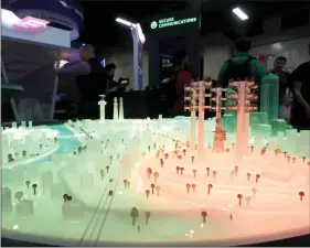  ?? REUTERS ?? This July 2017 photo shows a portion of a city model glowing red, indicating a cyber threat to infrastruc­ture at the Darkmatter booth during the Black Hat informatio­n security conference in Las Vegas, Nevada, US.