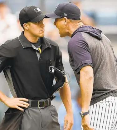  ?? GETTY ?? Aaron Boone has done masterful job managing Yankees this season, even his viral tirade after he’s thrown out of game on Thursday ends up being a rallying cry for Bombers.