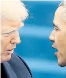  ?? Foto: Reuters / Carlos Barria ?? Donald Trump (links) und sein Vorgänger Barack Obama.