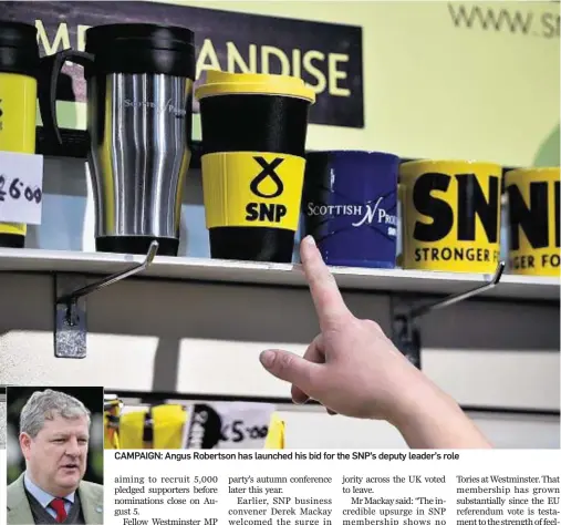  ??  ?? Angus Robertson MP CAMPAIGN: Angus Robertson has launched his bid for the SNP’s deputy leader’s role