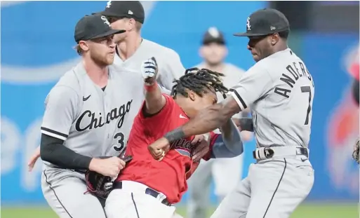  ?? SUE OGROCKI/AP ?? Sox shortstop Tim Anderson will begin serving his five-game suspension for his fight with Guardians third baseman Jose Ramirez on Friday.