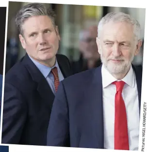  ??  ?? Divided loyalties? Sir Keir Starmer with wife Victoria, and with outgoing Labour leader Jeremy Corbyn