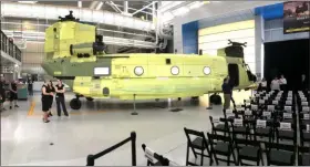  ?? MEDIANEWS GROUP FILE PHOTO ?? A Boeing Chinook Block II on display at the Ridley plant.