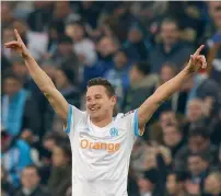  ?? AP ?? Florian Thauvin celebrates after scoring against Bordeaux. —