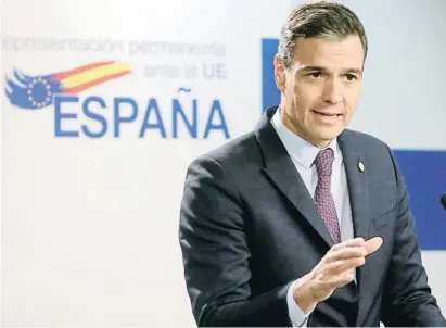  ?? STEPHANIE LECOCQ / EFE ?? El presidente del Gobierno, Pedro Sánchez, ayer en Bruselas tras la reunión del Consejo Europeo