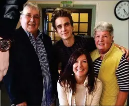  ??  ?? A FAMILY AFFAIR: Joe with his mother Tracey, front, and Grandad ‘Chippy’. Left: Joe and Zoe at the London launch of her beauty collection