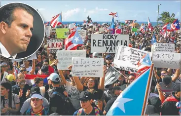  ??  ?? POLEMICA. El gobernador Ricardo Roselló (foto), pidió disculpas luego de que se filtraron los violentos chats. Sin embargo, la gente se juntó en las calles para reclamar que su renuncia.
