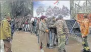  ?? ANI ?? People queuing up at a BSF recruitmen­t rally in Srinagar.