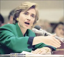  ??  ?? The more things change, the more they stay the same: Hillary Rodham Clinton testifies before Congress on health-care reform in 1993.