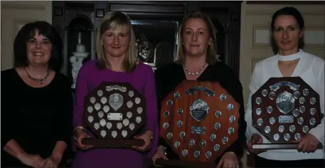  ??  ?? Margaret Dineen, County PRO, with PR winners Claire Creyton, Liz Twomey and Bernie Courtney at the County Community Games annual awards night in Castleisla­nd