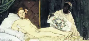  ?? Picture: Wikipedia ?? Top billing in Édouard Manet’s ‘Olympia’ now goes to Laure, the model who posed as the reclining prostitute’s maid.