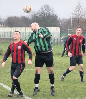  ??  ?? ●●Action from Chorltonia­ns Athletic’s game against Didsbury seconds (in red and black)