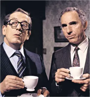  ?? ?? Backroom boys: John Nettleton as Sir Arnold Robinson and Nigel Hawthorne as Sir Humphrey Appleby in BBC’s Yes Minister