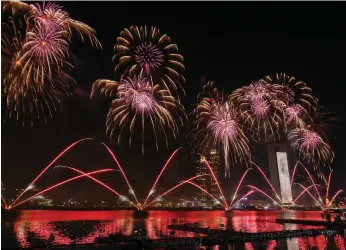  ??  ?? Fireworks at the New Year’s Eve Countdown Village at Abu Dhabi Corniche Victor Besa for The National