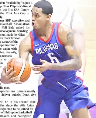 ?? PHOTOGRAPH COURTESY OF PSC ?? JORDAN Clarkson is set to don Gilas Pilipinas jersey anew in the FIBA World Cup 2023.