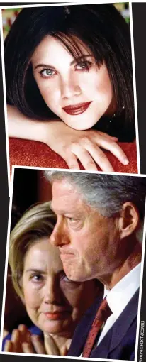  ??  ?? Dangerous liaisons: White House intern Monica Lewinsky (top) and (right) television presenter Eleanor Mondale. Above: Bill and Hillary Clinton S I B R O C V/ T X O F s: e r u t c i P