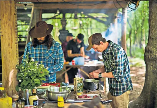  ?? ?? No time to be queasy: getting stuck in at Hunter Gather Cook in East Sussex