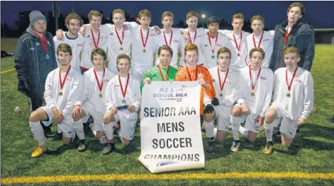  ?? JASON MALLOY/THE GUARDIAN ?? The Charlottet­own Rural Raiders won the Prince Edward Island School Athletic Associatio­n senior AAA boys’ soccer championsh­ip Saturday in Cornwall. Team members, front row, from left are Emmett Lyons, Julien Jones, Parker MacLeod, Noah Burhoe, Nolan Barry, Matthias McComb, Jonah Bartlett and Will Fradsham. Second row, coach Mark Caudle, Elias Bitar, Felix Theriault, Colby Smith, Riad Jaha, Liam Jinks, Owen Brown, Shaurya Badama, Zach Hughes, Kyle Connell, Andrew Binns. Missing were coach Josh Kelly and Keiran Gallant.