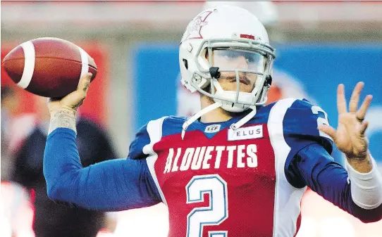  ?? GRAHAM HUGHES/THE CANADIAN PRESS FILES ?? Coach Mike Sherman says Johnny Manziel deserves the opportunit­y to play. Montreal has used six quarterbac­ks so far this season.