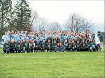  ?? SUBMITTED PHOTO ?? The Springfiel­d and Ridley girls lacrosse teams fundraisin­g event as part of their recent game. took part in an Autism Awareness