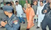  ?? PTI ?? UP CM Yogi Adityanath and Union health minister JP Nadda inspect the BRD Medical College, Gorakhpur, on Sunday.