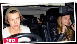  ??  ?? 2012
Linked: Cara leaving a nightclub with Harry Styles