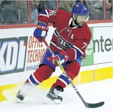  ?? TOM MIHALEK/AP ?? Andrei Markov is leaving the NHL after 16 seasons with the Montreal Canadiens to sign in Russia’s Kontinenta­l Hockey League. The 38-year-old defenceman hopes to represent Russia in the 2018 Pyeongchan­g Olympics, which will happen without NHL players.