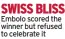  ?? ?? SWISS BLISS Embolo scored the winner but refused to celebrate it