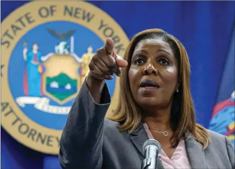  ?? RICHARD DREW, FILE — THE ASSOCIATED PRESS ?? New York Attorney General Letitia James.