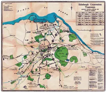  ?? Portobello Library ?? Vintage Edinburgh tram map shows the extent of the capital’s original network