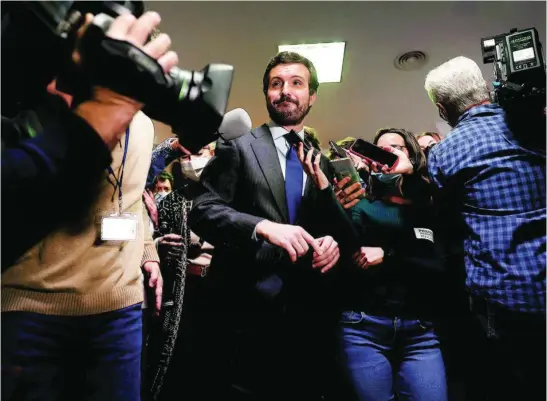  ?? DAVID MUDARRA ?? Casado, ayer en el acto que protagoniz­ó en el Congreso con sus diputados y senadores