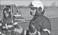  ??  ?? Swift Current Fire Chief Ryan Hunter talks about the new training props during the tour of the fire department's training ground, Oct. 13.