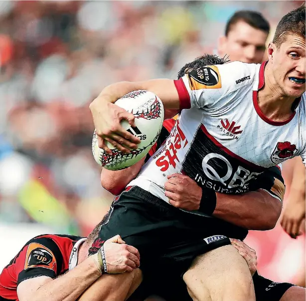  ??  ?? Matt Duffie shows his class for North Harbour against Canterbury in the Mitre 10 Cup.