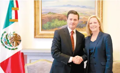  ?? ESPECIAL ?? El Presidente recibió en Los Pinos a la secretaria de Seguridad Nacional de EU, Kirstjen Nielsen.