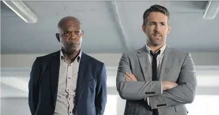  ?? LIONSGATE ?? Samuel L. Jackson, left, and Ryan Reynolds star in action-comedy-drama The Hitman’s Bodyguard, which will be in theatres on Friday.