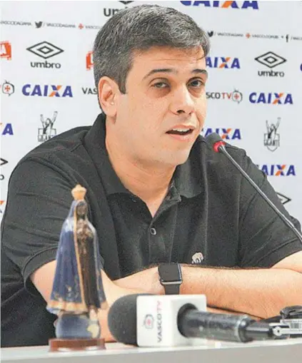  ?? PAULO FERNANDES/VASCO.COM.BR ?? Vice de futebol do Vasco, Euriquinho acusou diretament­e o ex-jogador Felipe, que apoia a chapa de Julio Brant