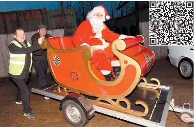  ?? ?? Santa preparing for a previous tour around Maidenhead and, inset, the fundraisin­g QR code.