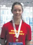  ?? ?? Louise Mullins, winner of a bronze medal in U15 sprint hurdles.