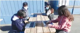  ?? Courtesy photo ?? Sixth grade students work outside during one of their classes at AEROSTEM Academy in Yuba City in early March.