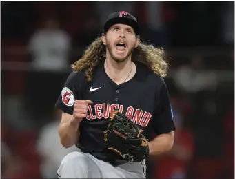  ?? STEVEN SENNE — THE ASSOCIATED PRESS ?? Cleveland Guardians pitcher Scott Barlow celebrates after striking out Boston Red Sox’s Masataka Yoshida to end Tuesday’s game.