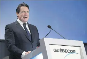  ?? GRAHAM HUGHES / THE CANADIAN PRESS FILES ?? Quebecor president and chief executive Pierre Karl Péladeau said his company expects fierce competitio­n after a growth surge.