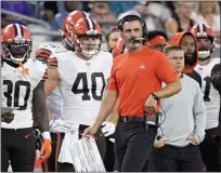  ?? PHELAN M. EBENHACK — THE ASSOCIATED PRESS ?? Browns coach Kevin Stefanski paces the sideline during the first half Aug. 14 in Jacksonvil­le, Fla.