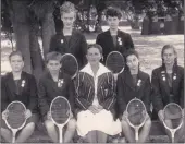  ??  ?? THE TEAM: The Gordon Road Girls’ School 1956 tennis team, back, from left, Greer Murray and Lorraine Manning, and front from left Edna Babb, Elizabeth Ross, Miss McCormack (coach), Virginia Wade and Almut Bourquin. They would have been in Standard 5,...