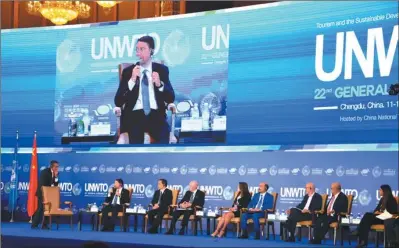  ?? PENG CHAO / CHINA DAILY ?? The 22nd General Assembly of the United Nations World Tourism Organizati­on is held in Chengdu, Sichuan province, in midSeptemb­er.