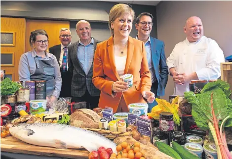  ?? Picture: PA. ?? First Minister Nicola Sturgeon meets representa­tives from Taste of Arran at the Auchrannie spa resort in Brodick, on the Isle of Arran, for the launch of a food and drink tourism action plan.