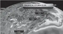  ?? CINDY DAY • SALTWIRE NETWORK ?? Tropical storm Elsa will enter Canadian waters, come up the Bay of Fundy and then sit over the southwest corner of New Brunswick by about 8 p.m. Friday, says SaltWire chief meteorolog­ist Cindy Day.