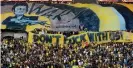  ?? Ahmad Gharabli/AFP/Getty Images ?? Beitar fans pictured in August 2016 before a Europa League playoff against Saint-Étienne at Teddy Stadium. Photograph: