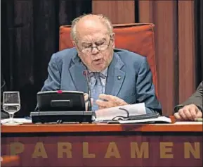  ?? ROSER VILALLONGA ?? El expresiden­t Pujol durante su comparecen­cia en el Parlament